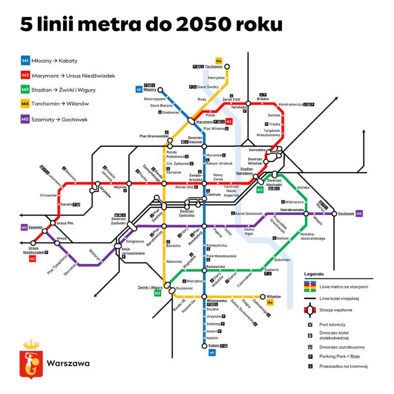 mapka - projekt najdłuższej linii metra w stolicy